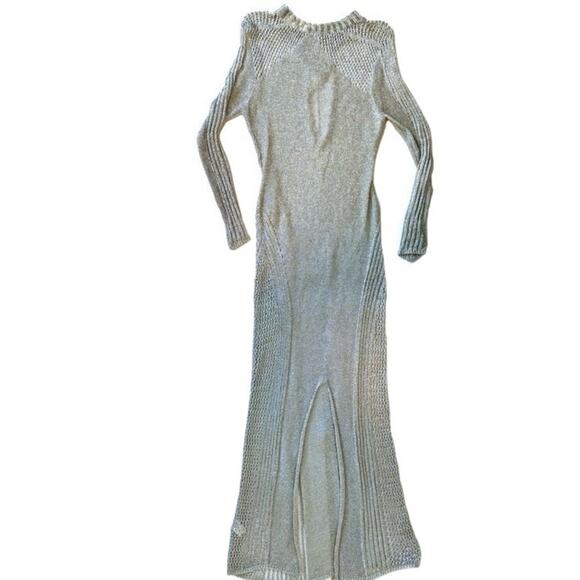 Boohoo Annie Metallic Knit Split Front Maxi Dress - Picture 4 of 5